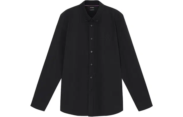 安正 纯色方领纽扣长袖衬衫 男款