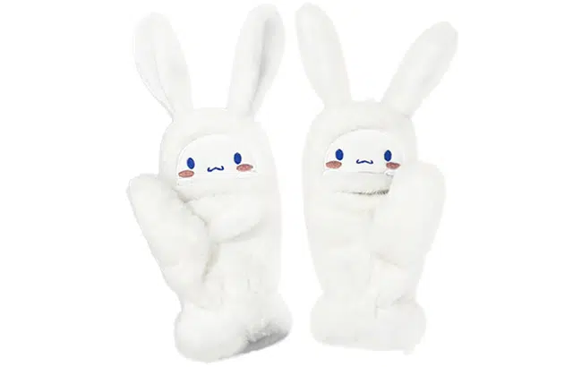 优幽兰 可爱翻盖露指防风防寒骑车设计感小众便携保暖 学生通勤上课骑自行车护手 毛绒 绒线手套 女款