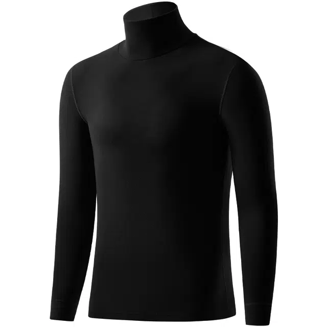 梦特娇 纯色半高领套头加绒修身长袖保暖上装 男款