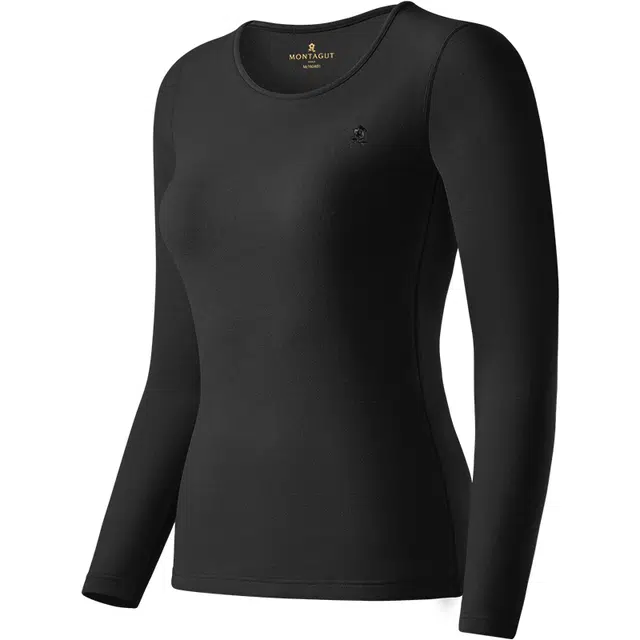 梦特娇 纯色经典锁边圆领套头长袖保暖上装 女款