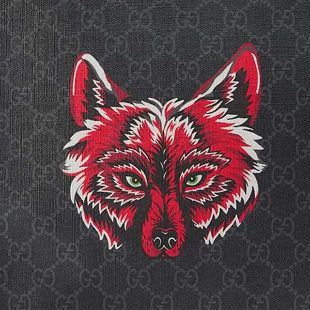 Gucci Wolf Print Canvas Clutch