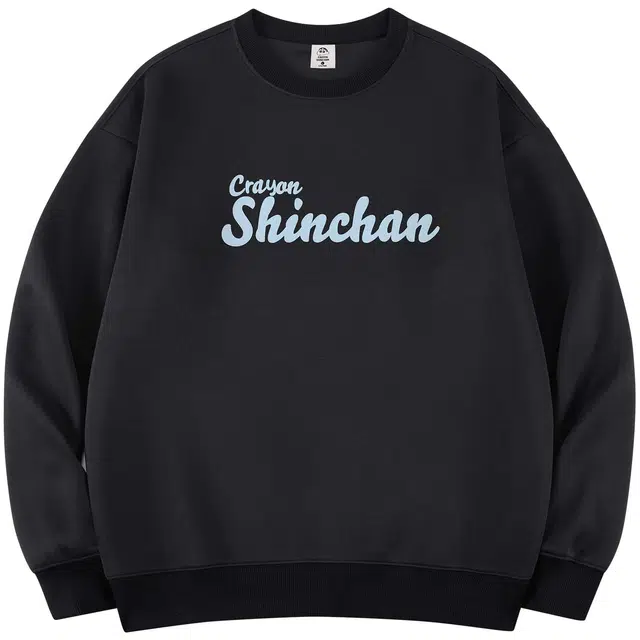 蜡笔小新 手绘字母卡通青蛙印花休闲宽松套头圆领卫衣 男女同款