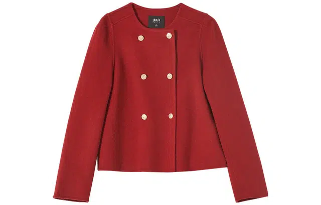 【dme】 纯色双排扣圆领夹克外套 女款