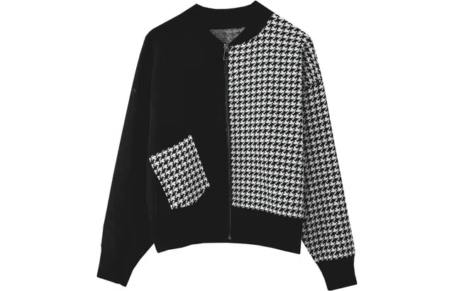 【dme】 千鸟格开衫外搭长袖针织衫 女款 黑色