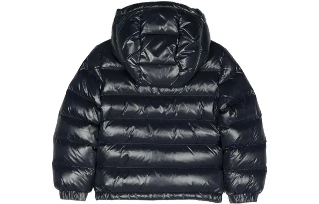 Moncler Colorblock Zip Hoodie Down Jacket Kids Navy Blue