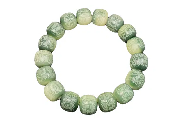 鲤晶 六字真言 青葡萄 桶珠 单圈 白玉菩提 菩提类手串 男女同款情侣款