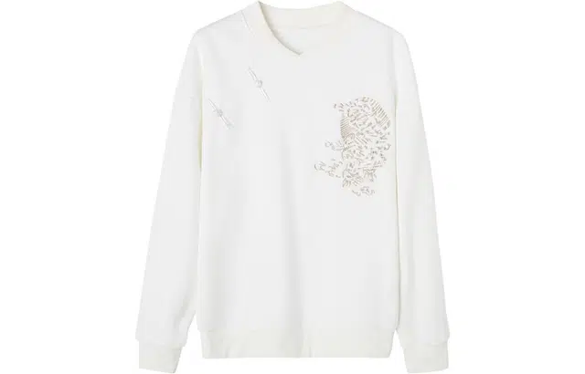 【dme】 纯色刺绣薄款圆领宽松长袖卫衣 女款 本白