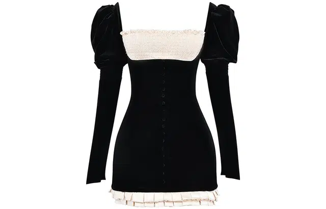 HOUSE OF CB AZARIABLACK VINTAGE CREAM MINI DRESS