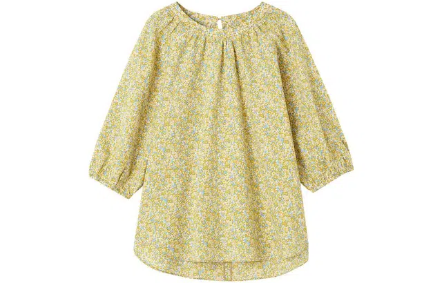 【dme】 碎花圆领套头蝙蝠长袖衬衫 女款 芥末黄