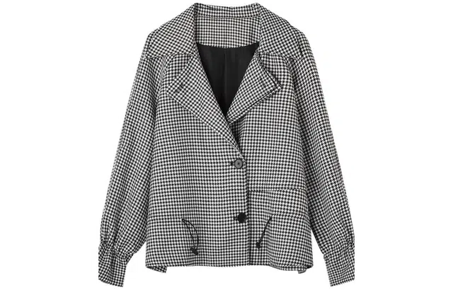 【dme】 格纹翻领夹克外套 女款 黑色