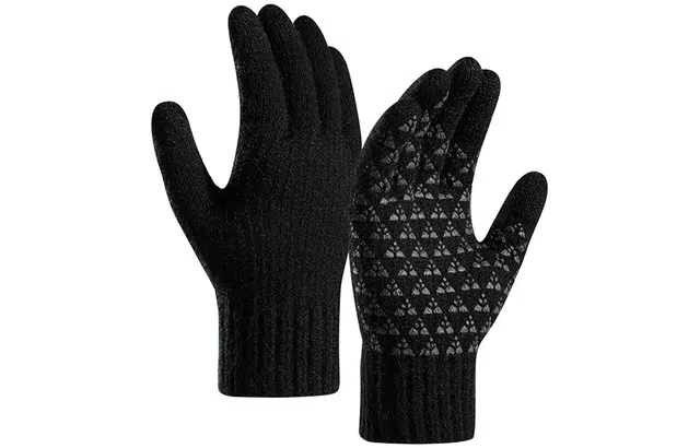 优幽兰 摩托车保暖触屏骑车 旅游实用便携防风防寒加厚 小众设计感通勤耐用护手防冻 绒线手套 男款