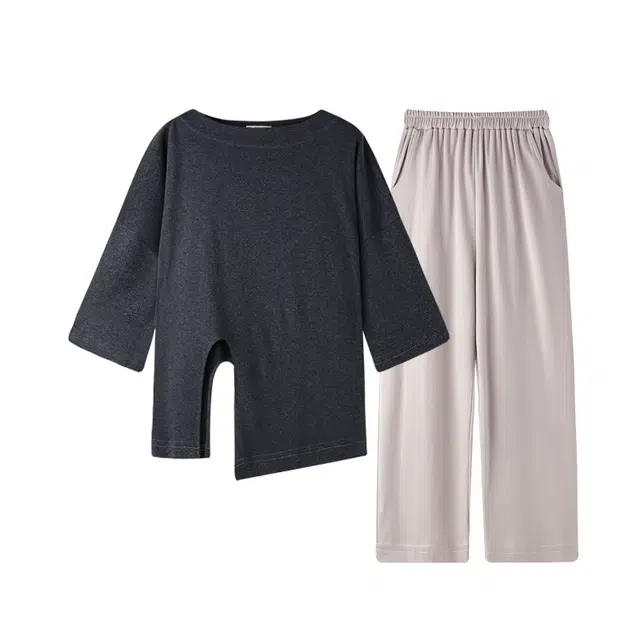 美腾 睡衣女春秋季夏款宽松休闲九分袖家居服套装韩版纯棉全棉可外穿 家居套装 女款