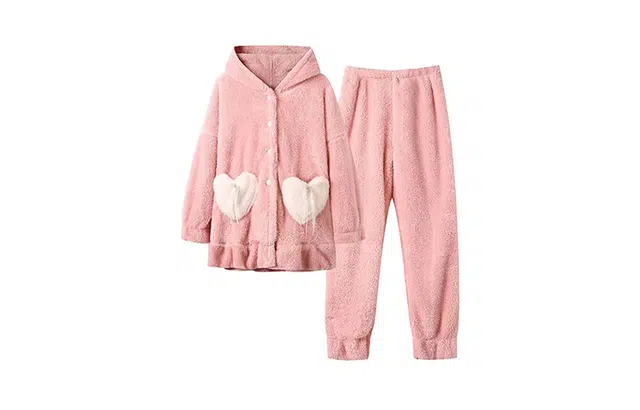 橡柠派 冬季加绒睡衣女 简约甜美可爱小兔子兔耳朵家居服睡衣长袖长裤连帽保暖家居套装 女款