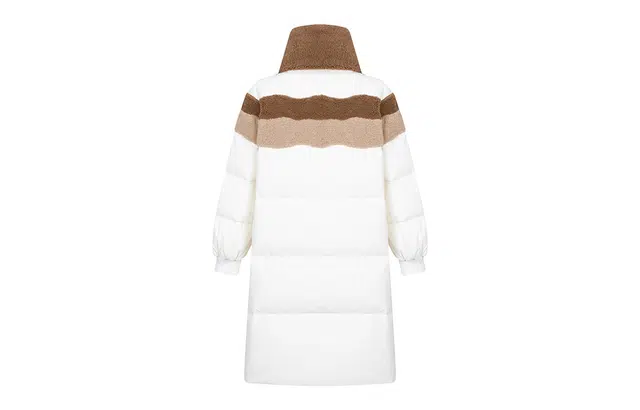 艾莱依 仿羊羔毛拼接中长款宽松休闲羽绒服 女款