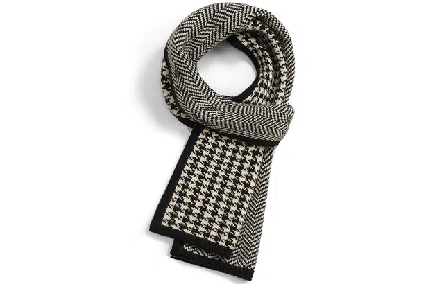 优幽兰 秋冬百搭时尚千鸟格 简约加厚防风防寒保暖小众 绒线围巾 男女同款情侣款 礼物