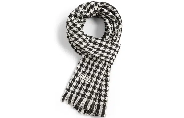 优幽兰 千鸟格 加厚防风防寒保暖护脖高级感 绒线围巾 男女同款情侣款 礼盒