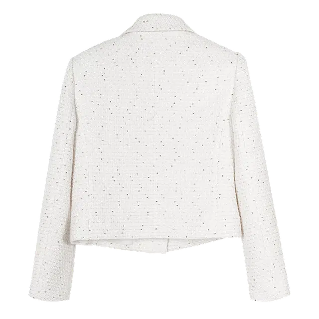 米思阳 时尚绣珠片小香风修身西装 女款 米白色