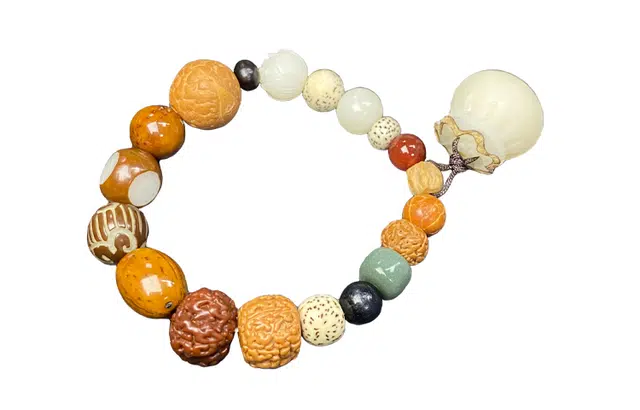 鲤晶 禅意木质复古 钱袋多宝 白玉菩提 菩提类手串 男女同款情侣款