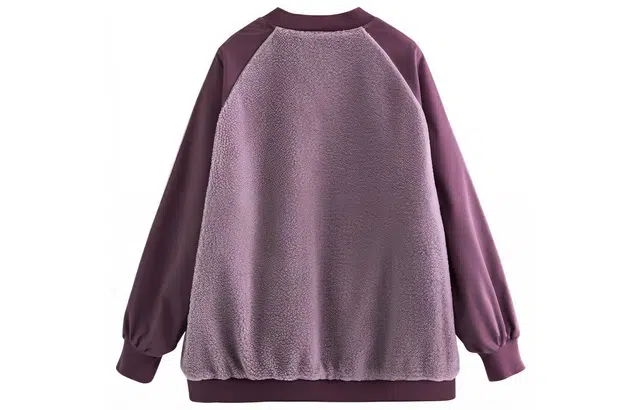 初语 加厚拼接毛绒立领棉服 女款 深紫色