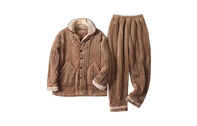 橡柠派 开衫翻领家居服纯色简约时尚潮流气质长袖长裤睡衣套装 男款