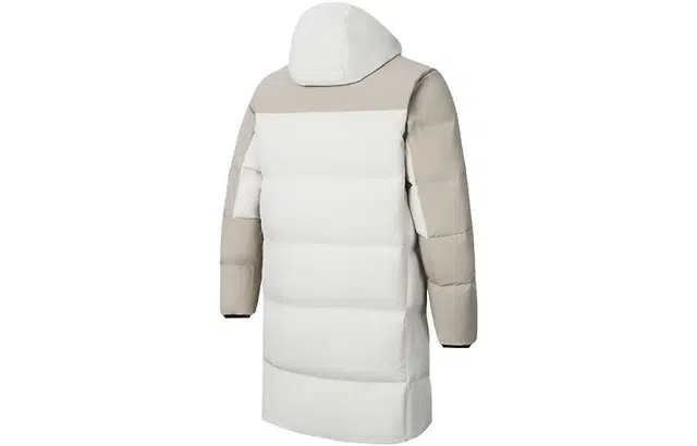 安踏 综训系列 拼接拉链连帽中长款羽绒服 男款 麦仁灰/夏洛灰
