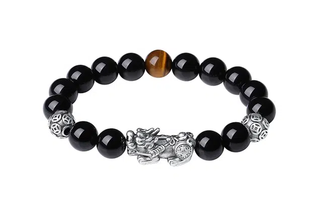 秦福炫 招财貔貅珠子新中式国风复古国潮小众设计高级感 黑曜石 手串 男款