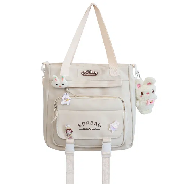 德力熊 大容量便携减负两件套轻便 尼龙 书包背包双肩包 常规 女款 米白/黑/红/蓝/粉