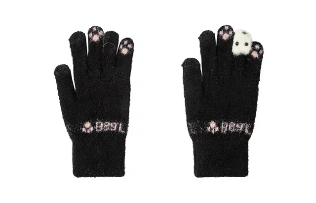 白卷 可爱加绒防寒 触屏针织保暖 绒线手套 女款