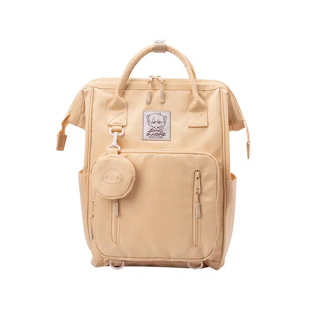 森马 小众休闲百搭 织物拼尼龙 书包背包双肩包 大号 男女同款情侣款 奶黄/粉紫