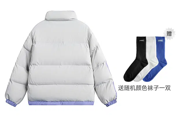 港仔文艺男 条纹撞色学院风立领棉服冬季宽松加厚保暖面包服外套 男女同款
