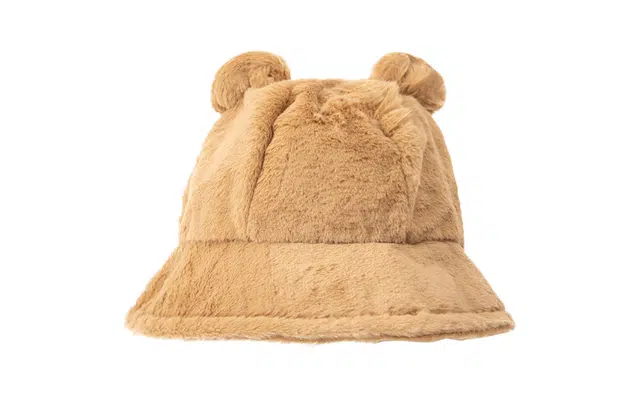 白卷 保暖可爱小熊毛绒 渔夫帽 男女同款情侣款