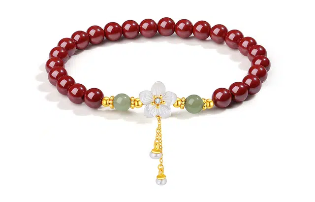 银千惠 新中式转运珠纳福好运平安国风百搭流苏上上签本命年配饰 朱砂 手串 女款