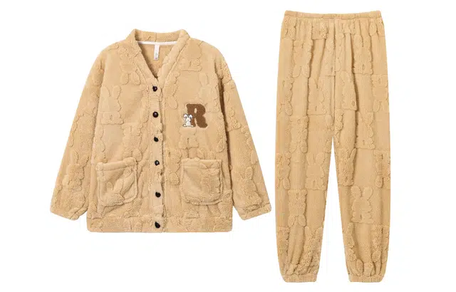 小情歌 家居服睡衣 珊瑚绒保暖睡衣女秋冬家居服女冬季大码长袖长裤女士小清新风设计家居套装 女款 橘色