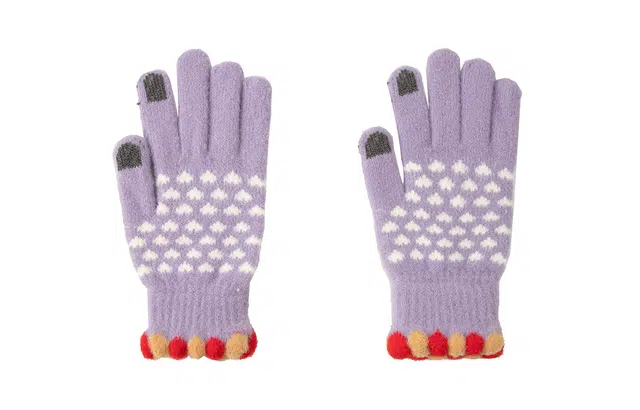 白卷 户外爱心骑车防寒毛绒加厚可触屏 绒线手套 男女同款情侣款