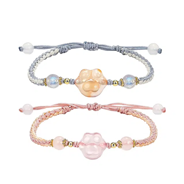 华髻 中国风可爱猫抓日常樱花少女甜美 合金 手链 男女同款情侣款