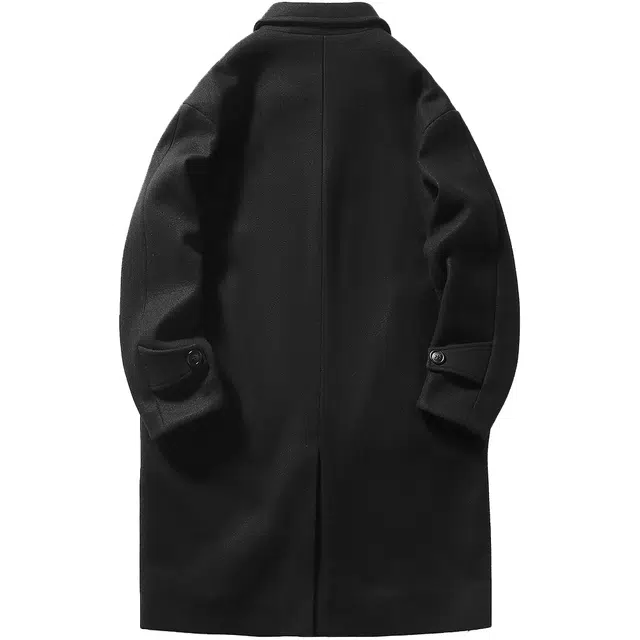 寻星记 美式学院风中长款纯色宽松西装领单排扣休闲百搭宽松保暖加厚大衣 男女同款