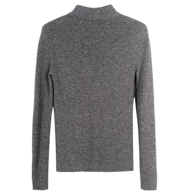 米思阳 纯色通勤简约针织衫 女款 深灰色