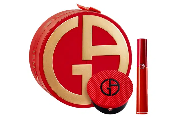 阿玛尼 圣诞限定褶裥红气垫礼盒套装 提升气色