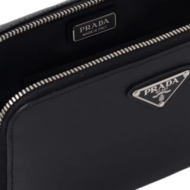 PRADA Brique Leather Shoulder Bag Black