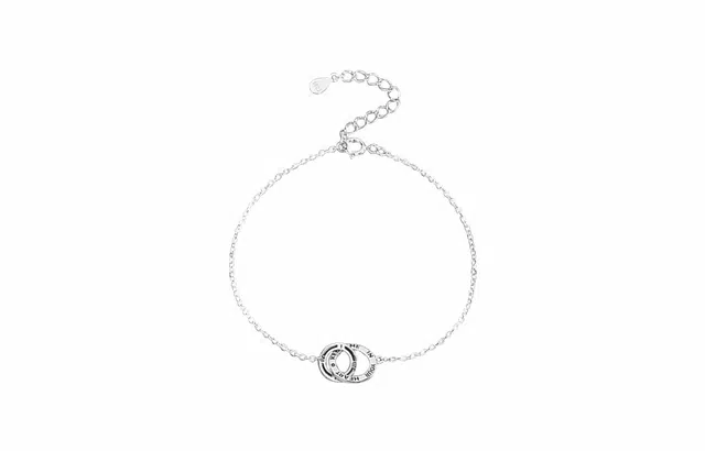 牧言 简约小众设计高级感 镂空双环英文字母手工编织黑绳  环环相扣 热恋宣言 手链 男女同款情侣款