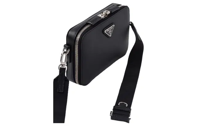 PRADA Brique Leather Shoulder Bag Black