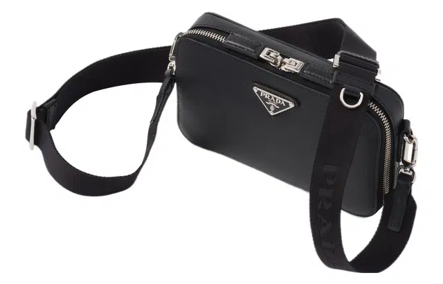 PRADA Brique Leather Shoulder Bag Black
