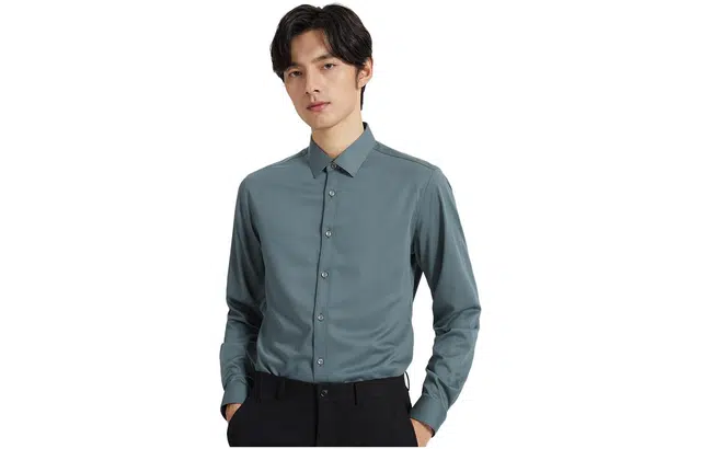 才子 纯色单排扣尖领长袖·衬衫 男款