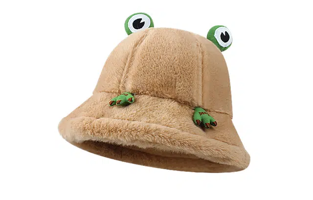 白卷 保暖卡通青蛙  防寒 聚酯纤维 渔夫帽 男女同款情侣款