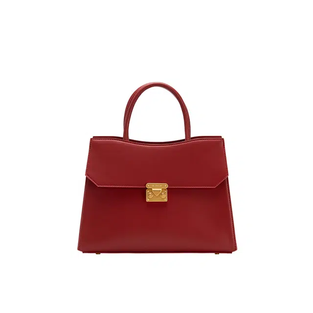 西木汀 心花怒放 小众设计金属扣新娘包气质百搭大容量 牛皮 婚包手提包单肩斜挎包 常规 女款 高级红