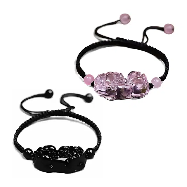 饰伴 吞金兽 国潮国风编织 一起貔貅 红黑绳 塑料 男女同款情侣款