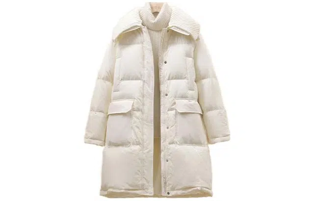 雅鹿 纯色长款长袖羽绒服 女款