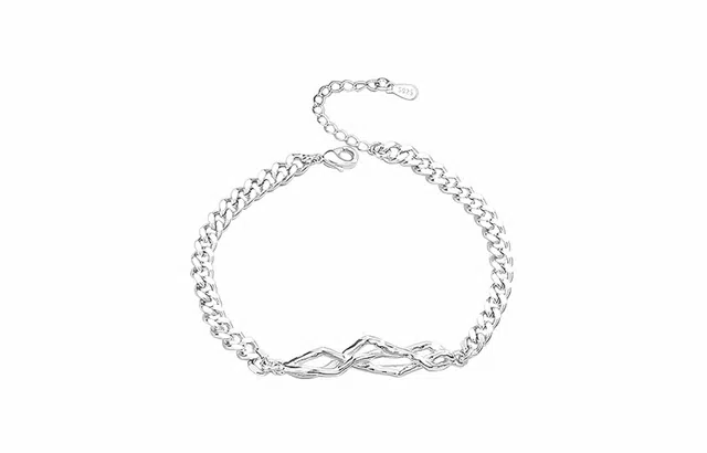 牧言 冷淡风简约小众设计高级感 镂空交织相思树森系花朵日常百搭手饰 合金 荆棘玫瑰手链 男女同款情侣款