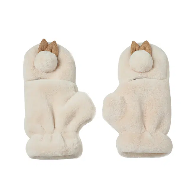 优幽兰 翻盖半指无指实用加绒保暖防寒触屏防滑耐磨好看百搭可爱耐用学生闺蜜穿搭保暖小兔子 绒线手套 女款