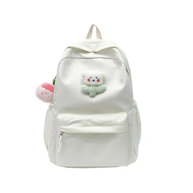 德力熊双肩包纯色小可爱装饰马卡龙色系 尼龙五色可选大号大容量双肩背包女款